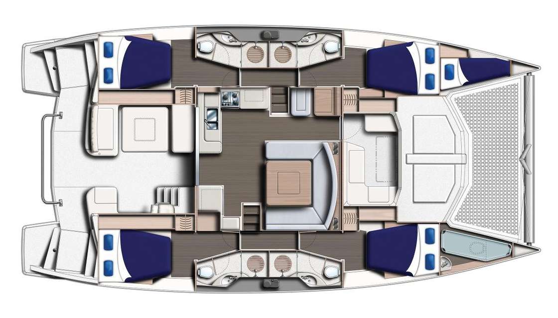 Distribución del barco Leopard 48