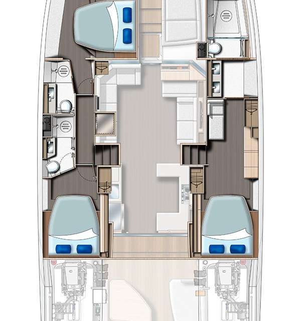 Distribución del barco Leopard 53 PC