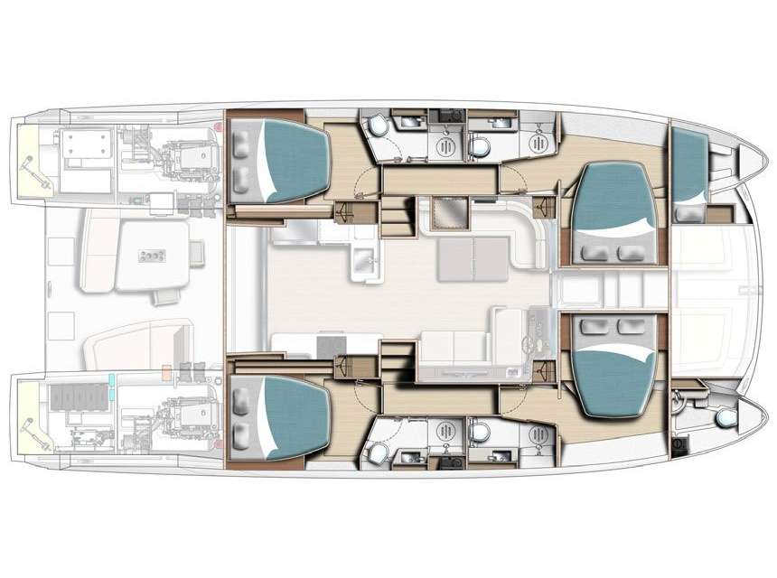 Distribución del barco Leopard 53 PC
