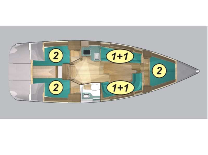 Distribución del barco Maxus 33.1 RS