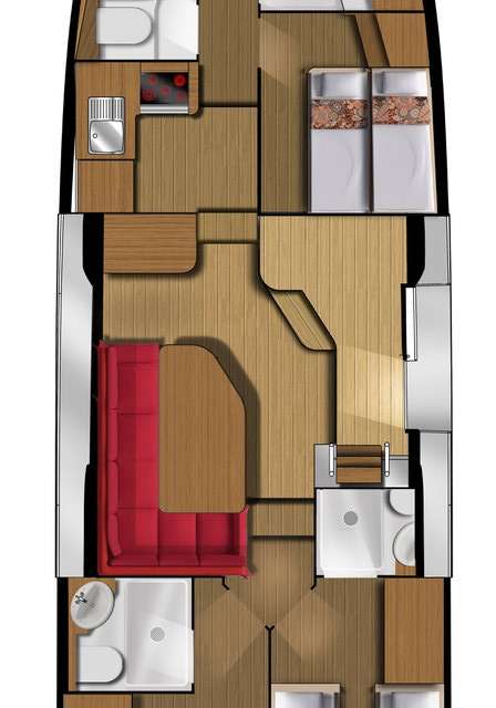 Layout of the boat Minuetto 8+