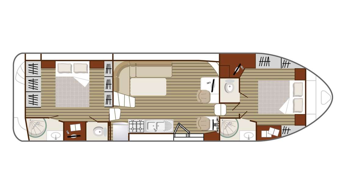 Distribución del barco Cruiser Comfort XL 8/10 Pers
