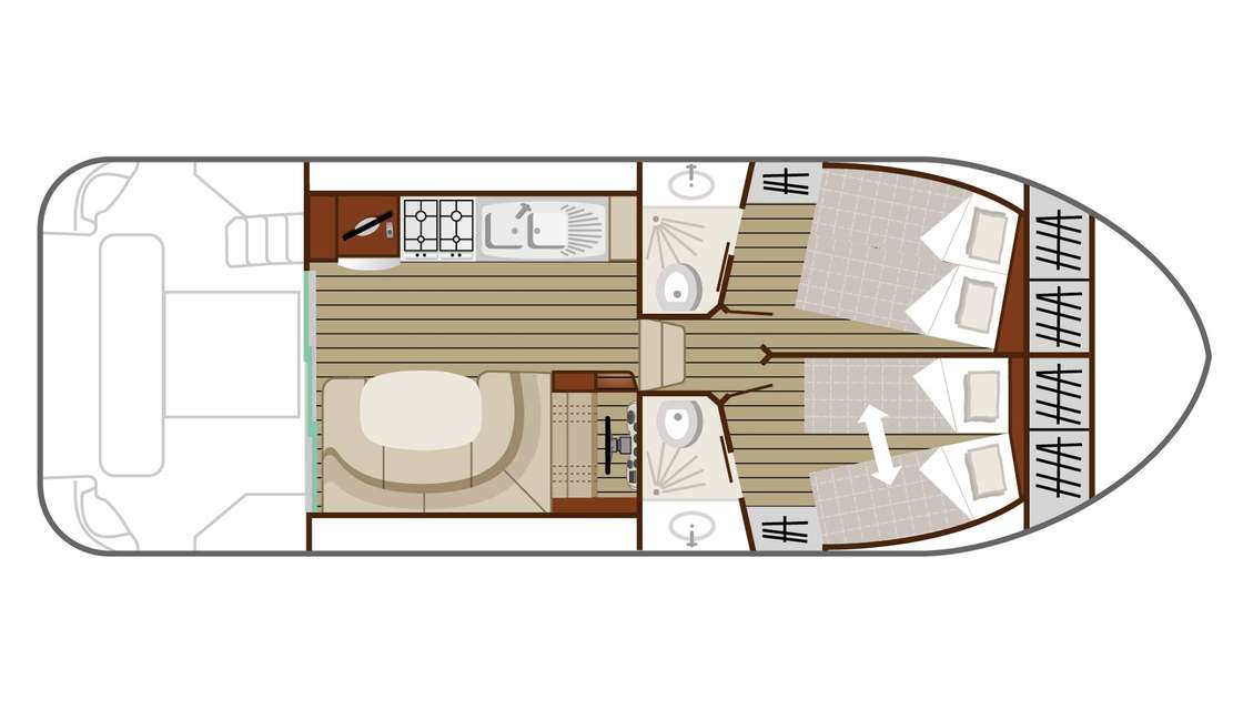 Distribución del barco Cruiser Premium 4/6 Pers