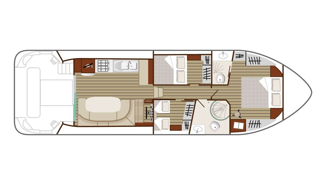 Layout of the boat Cruiser Premium 6/8 Pers