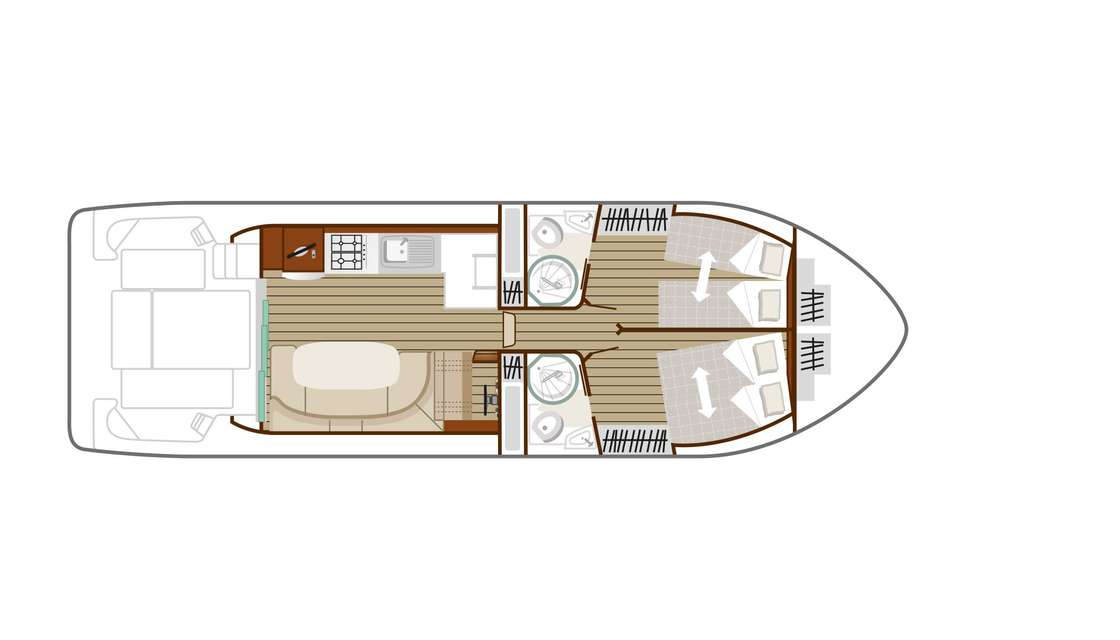 Layout of the boat Cruiser Premium+ 4/6 Pers