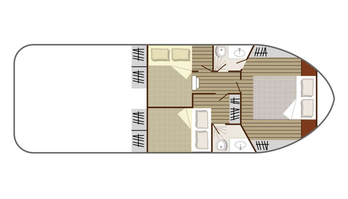 Distribución del barco Cruiser Comfort 6/8 Pers
