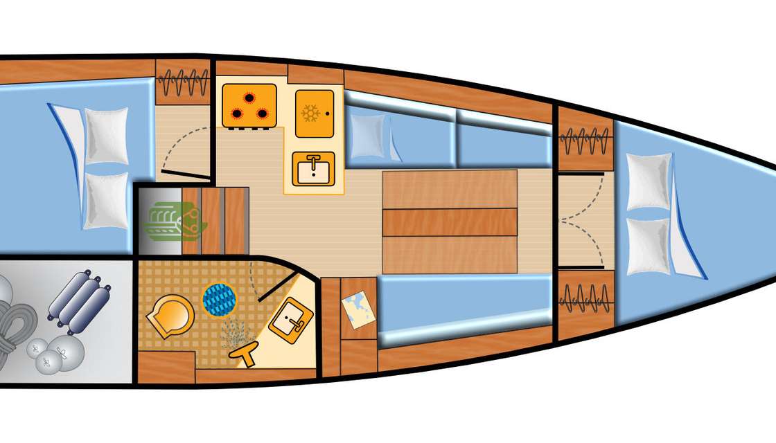 Layout of the boat Oceanis 30.1