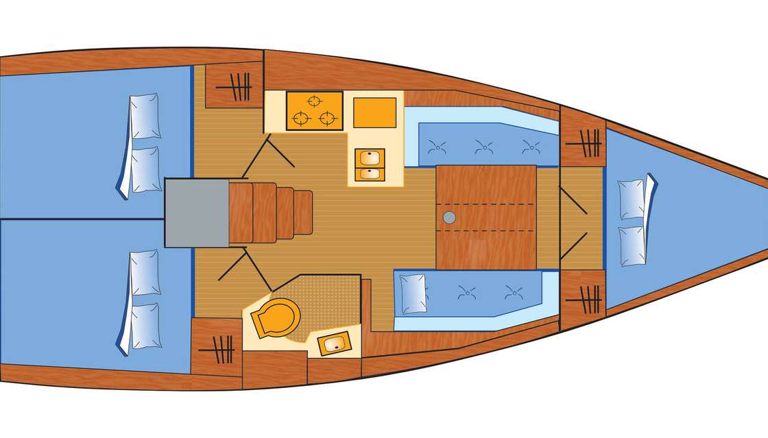 Layout of the boat Oceanis 35.1