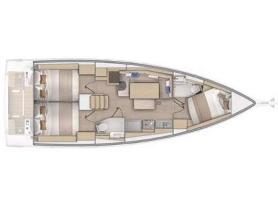Layout of the boat Oceanis 37.1
