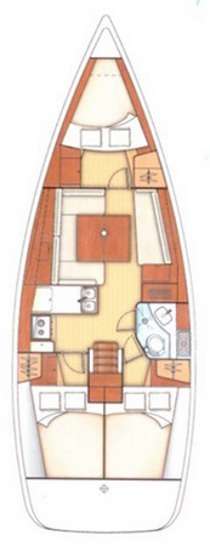 Layout of the boat Oceanis 37