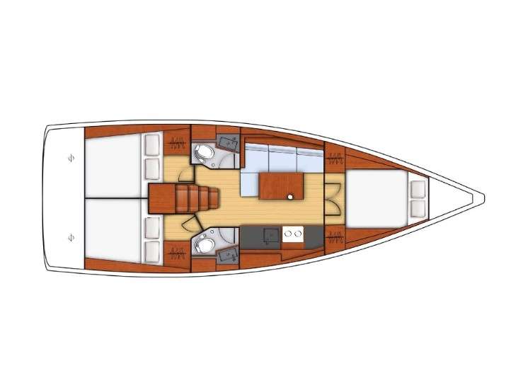 Layout of the boat Oceanis 38.1