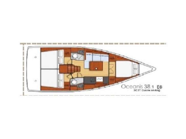 Layout of the boat Oceanis 38.1