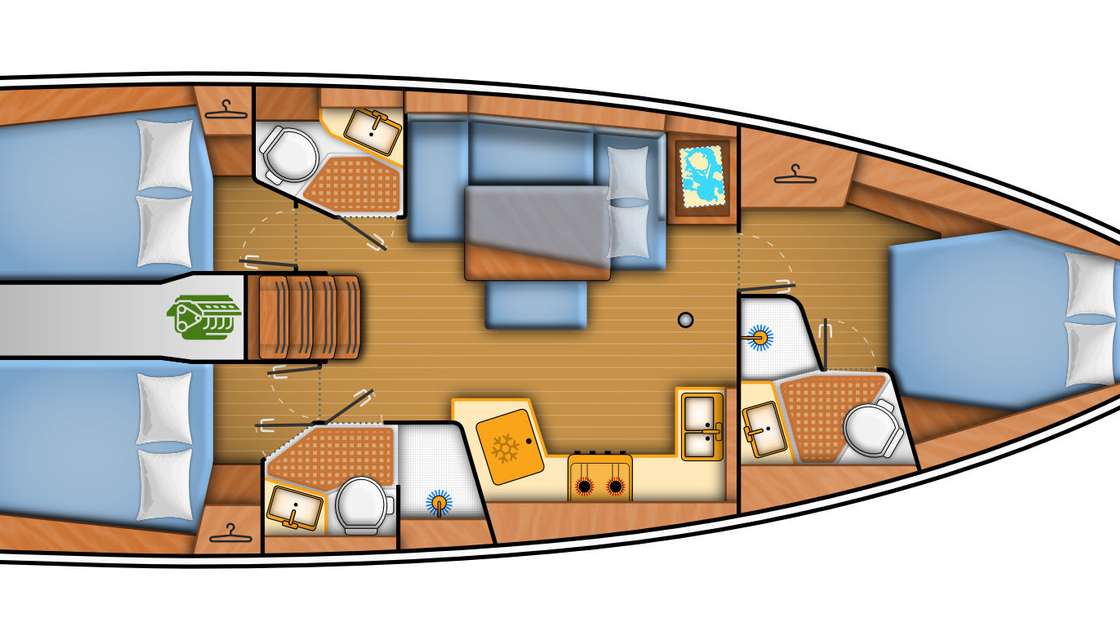 Layout of the boat Oceanis 40.1