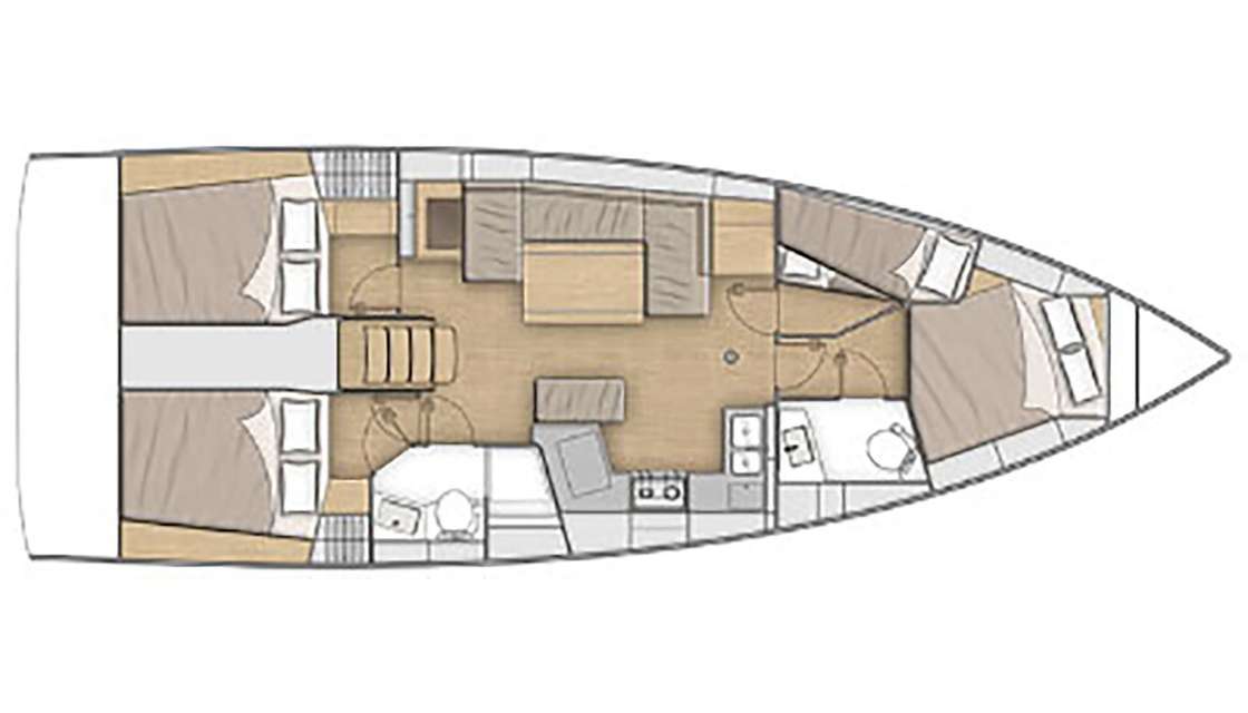 Layout of the boat Oceanis 40.1