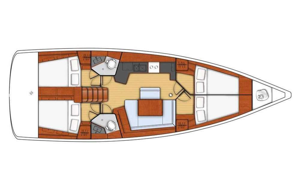 Layout of the boat Oceanis 45