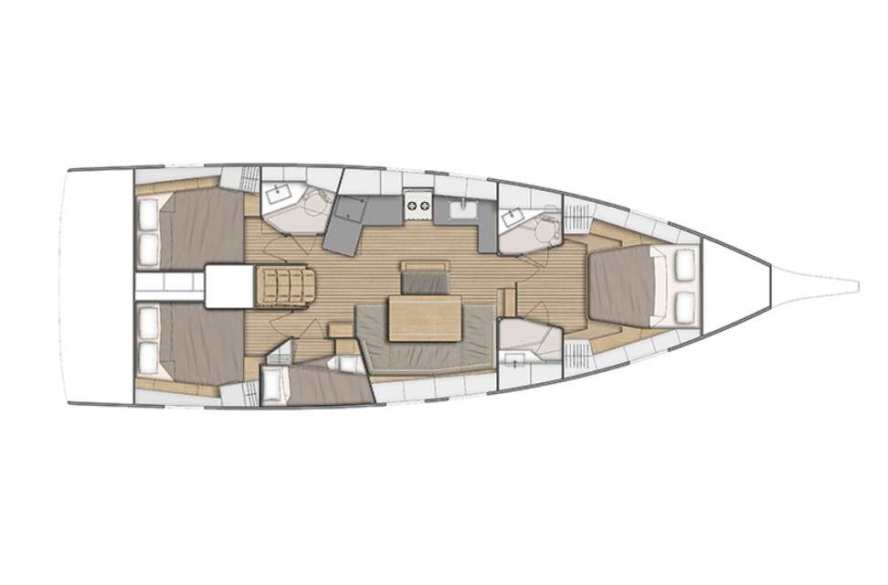 Layout of the boat Oceanis 46.1