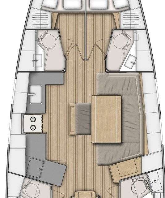 Layout of the boat Oceanis 46.1