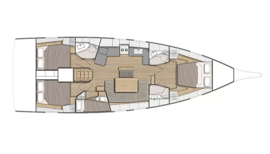 Layout of the boat Oceanis 46.1