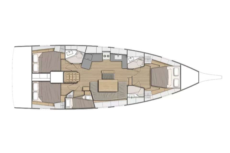 Layout of the boat Oceanis 46.1