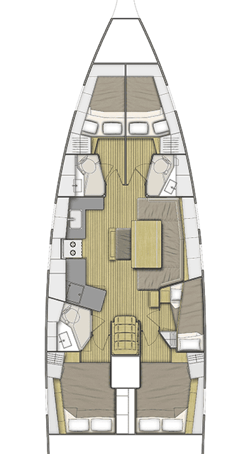 Layout of the boat Oceanis 46.1