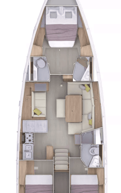 Distribución del barco Oceanis 47