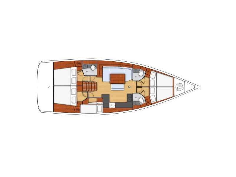 Layout of the boat Oceanis 48