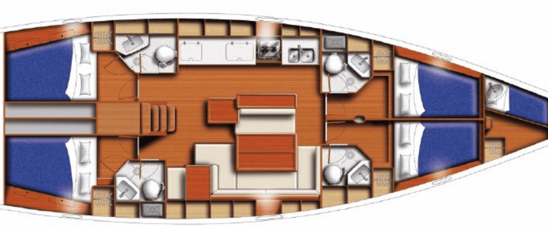 Layout of the boat Oceanis 50