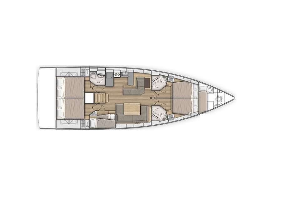 Layout of the boat Oceanis 51.1