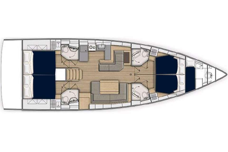 Layout of the boat Oceanis 51.1