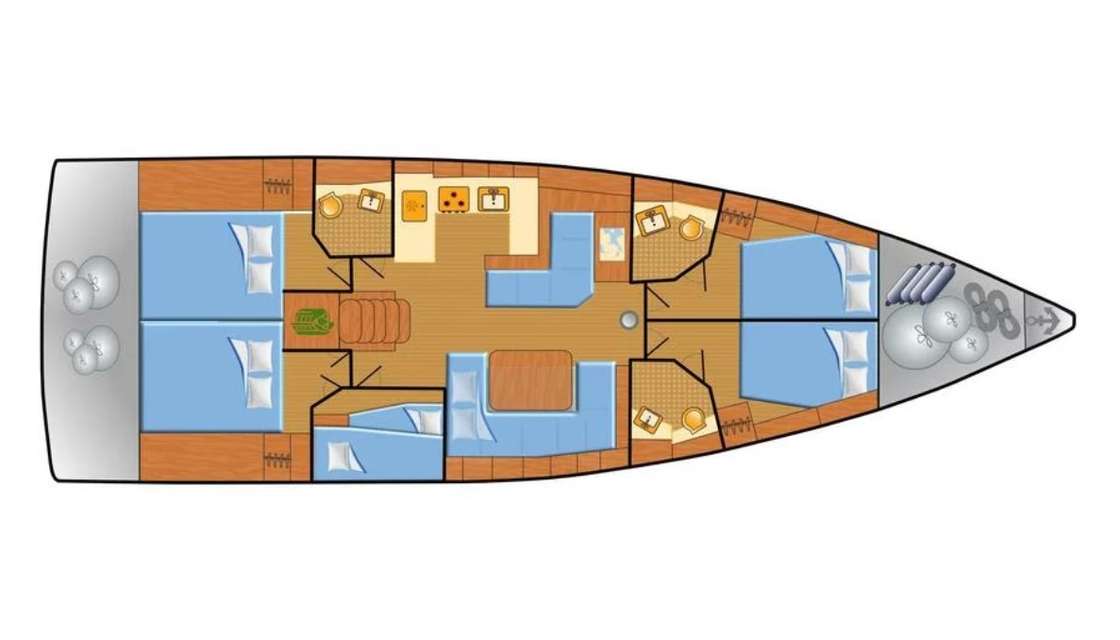 Layout of the boat Oceanis 51.1