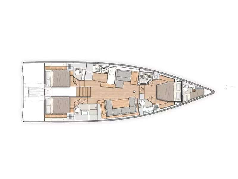 Distribución del barco Oceanis 54