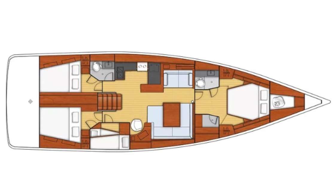 Layout of the boat Oceanis 55.1