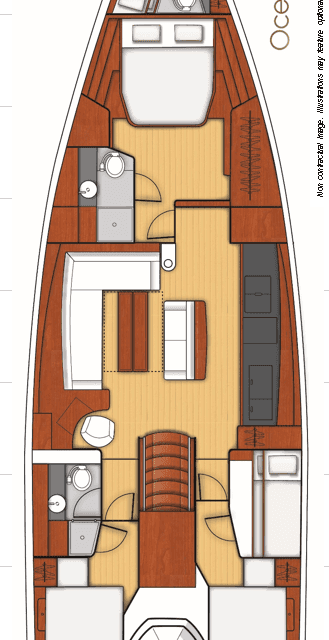 Distribución del barco Oceanis Yacht 62