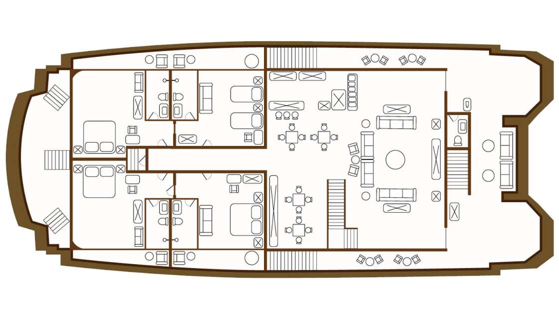 Distribución del barco Elite Custom