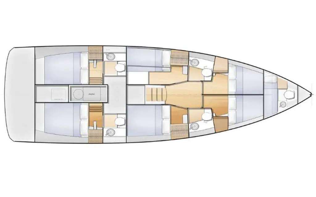 Layout of the boat Sun Loft 47