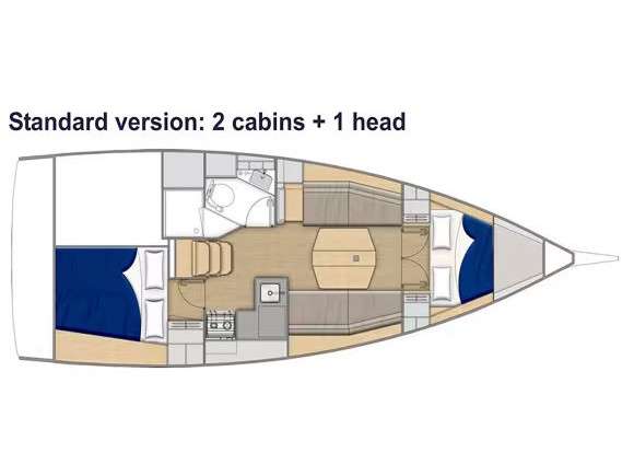 Distribución del barco Sun Odyssey 349