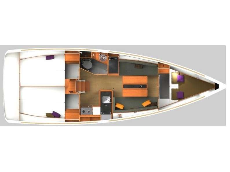 Distribución del barco Sun Odyssey 349