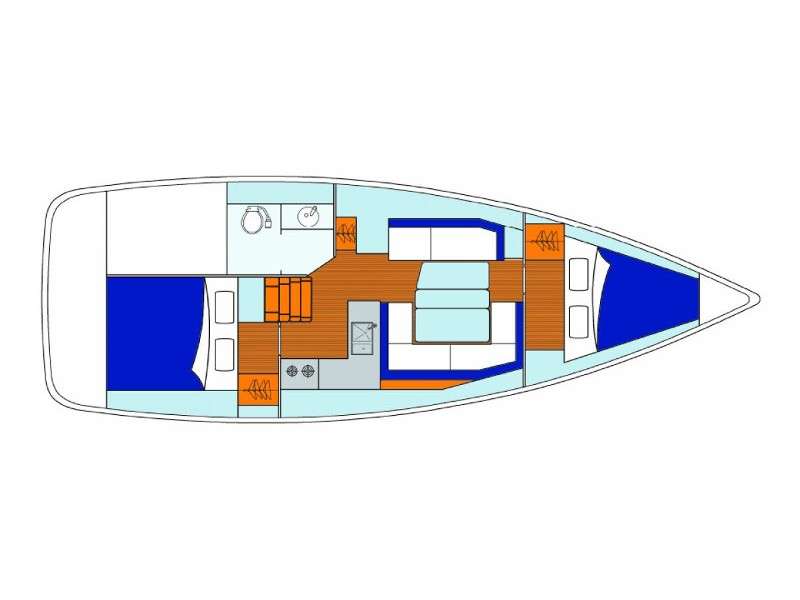 Distribución del barco Sun Odyssey 349