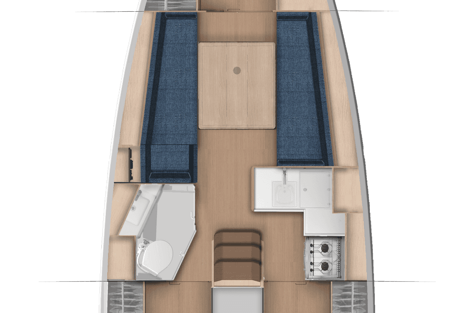 Layout of the boat Sun Odyssey 350