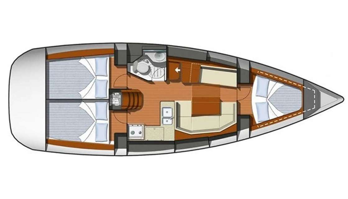 Layout of the boat Sun Odyssey 36i