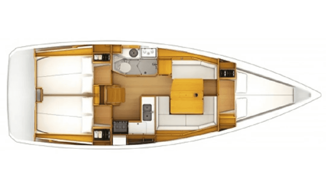 Layout of the boat Sun Odyssey 379