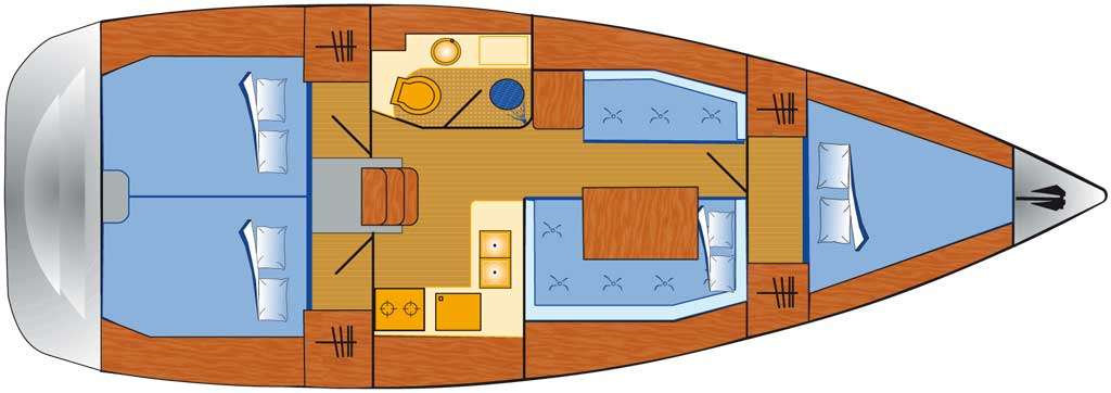 Distribución del barco Sun Odyssey 379