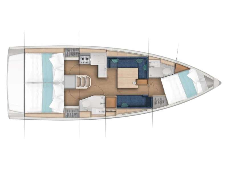 Layout of the boat Sun Odyssey 380