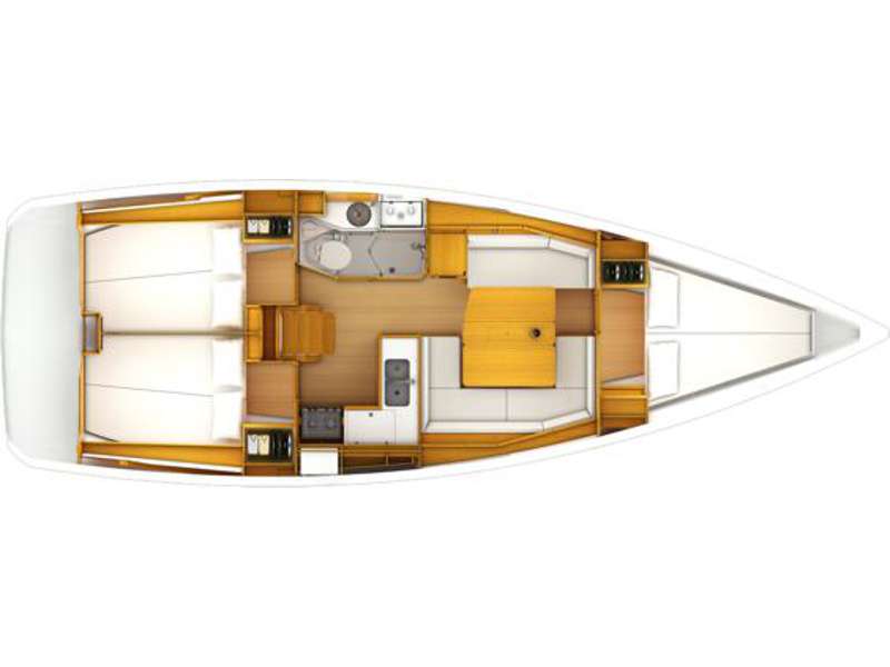Distribución del barco Sun Odyssey 389