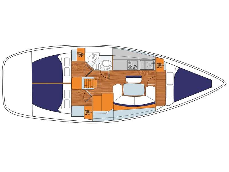 Piano della barca Sun Odyssey 389