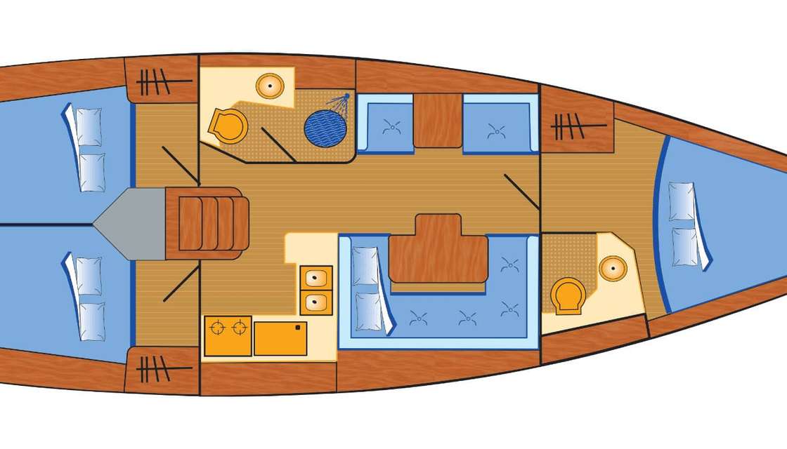 Distribución del barco Sun Odyssey 409