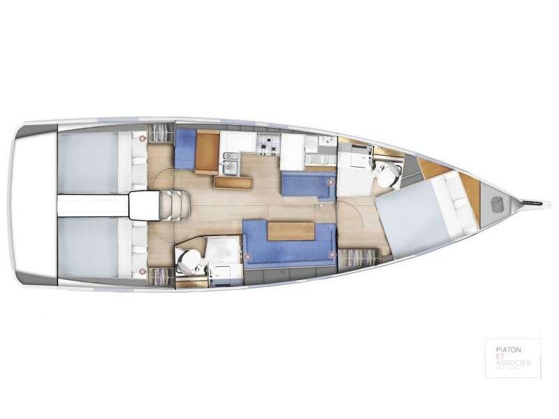 Layout of the boat Sun Odyssey 410