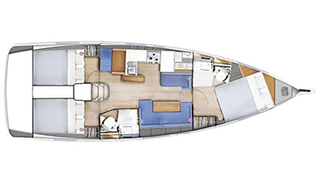 Layout of the boat Sun Odyssey 410