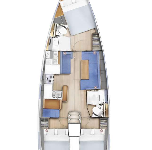Distribución del barco Sun Odyssey 410