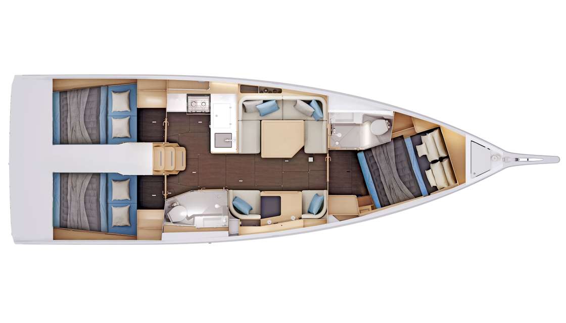 Distribución del barco Sun Odyssey 415